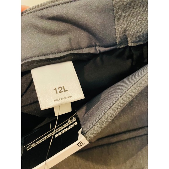 EXPRESS Editor Stretch Mid Rise Flare Trouser Pants Size 12L Gray Office Career - Picture 8 of 9